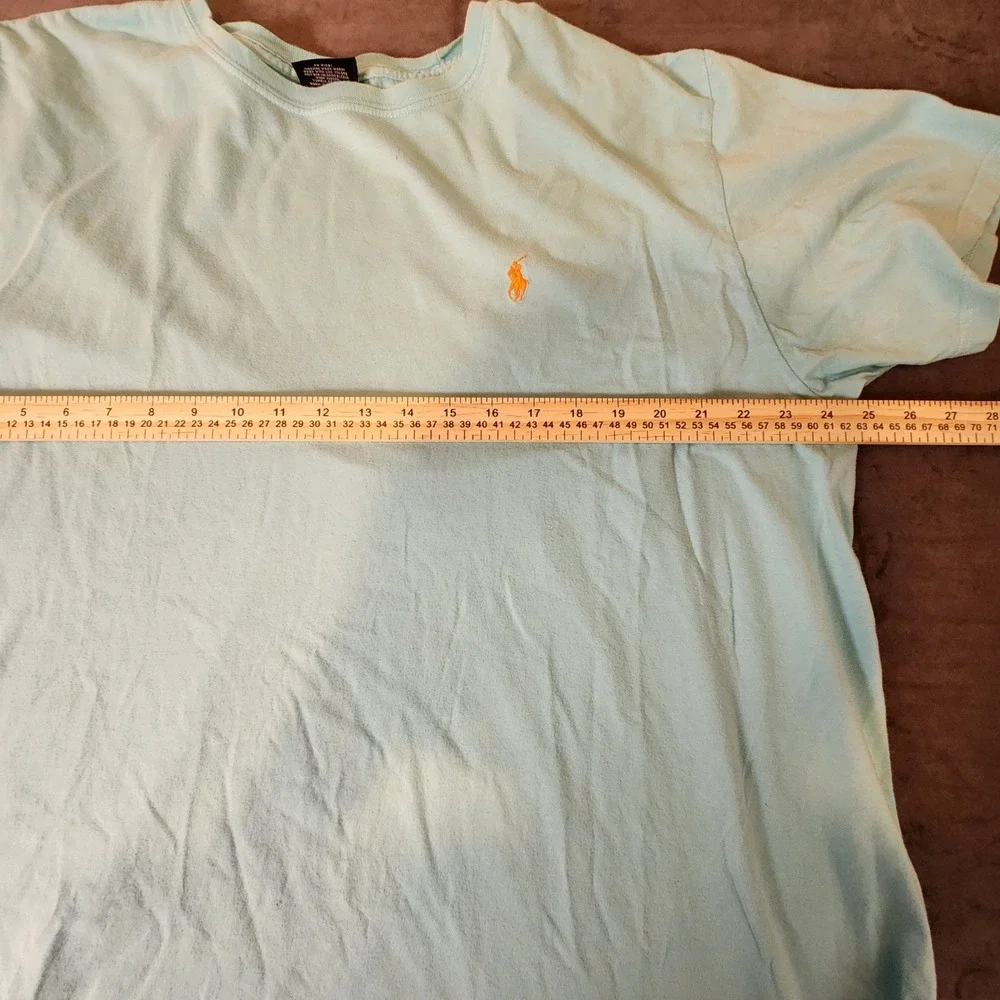 Polo Ralph Lauren Mens XL Blue Cotton Short Sleeve T-Shirt Orange Pony Logo